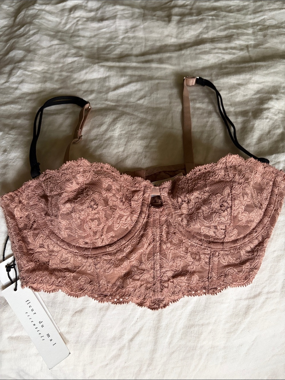 NWT Fleur du Mal Lace Bralette mauve balconette bralette 32 B